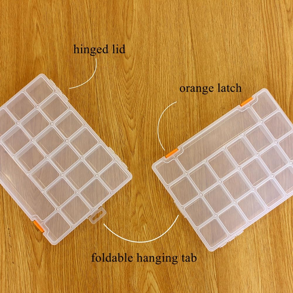 BangQiao 4 Pack Fixed 21 Grids Clear Plastic Storage Box, Transparent Organizer Container Case for Small Parts, Bead, Button, Jewelry, Diamond, Craft Supplies,Sewing Kit, DIY Accessories