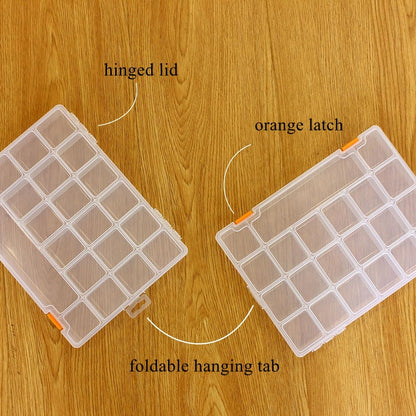 BangQiao 4 Pack Fixed 21 Grids Clear Plastic Storage Box, Transparent Organizer Container Case for Small Parts, Bead, Button, Jewelry, Diamond, Craft Supplies,Sewing Kit, DIY Accessories