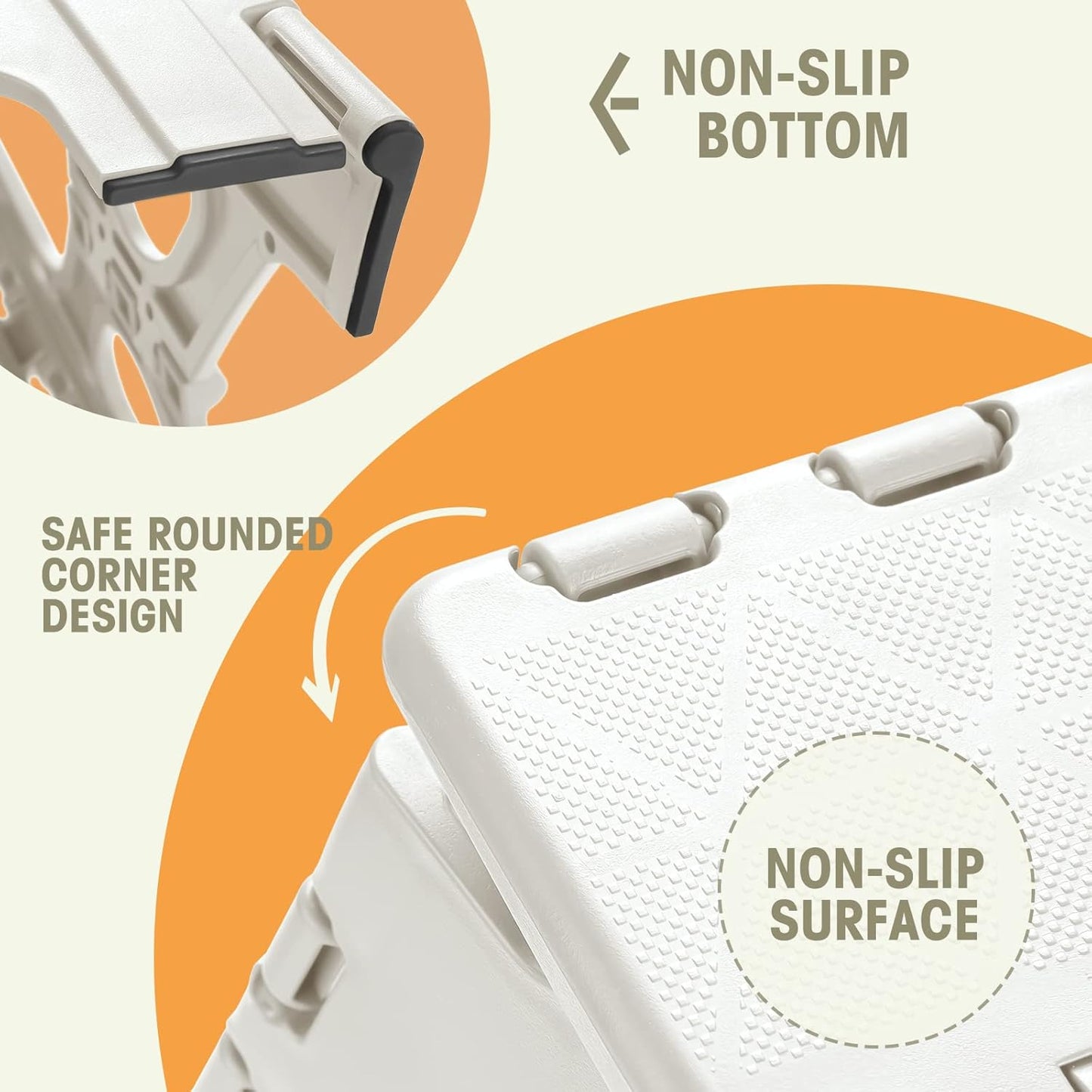 9" 300 lbs,Non-Slip Grey,1PC Korpai Upgrade Folding Step Stool for Adults and Kids Holds Up to Folding Stools