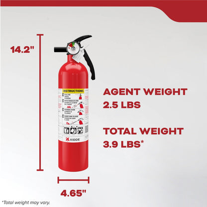 Kidde Multi Purpose Fire Extinguisher for Home, Office, Dorm, Residential, 1A10BC, 2 Pack