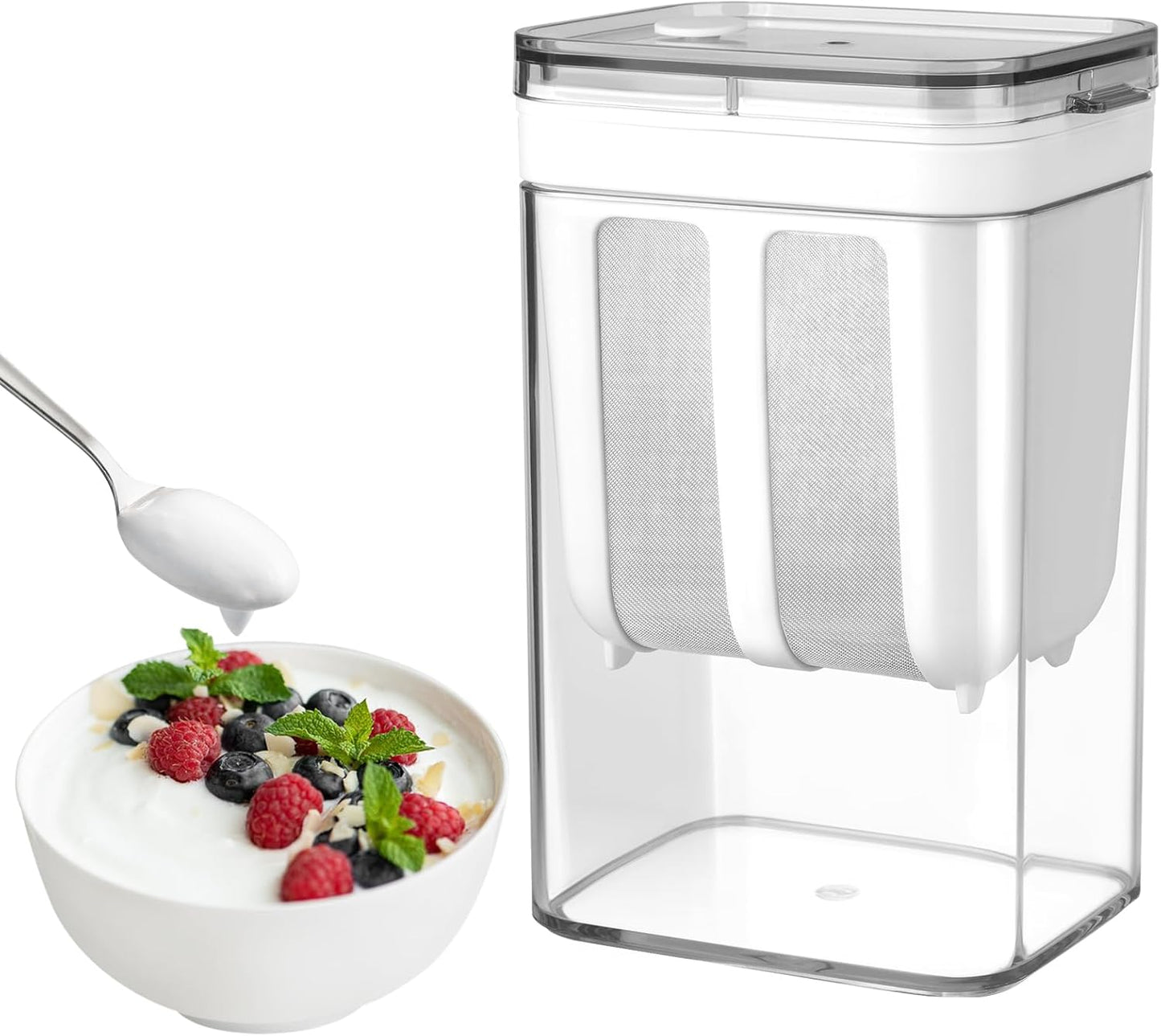 1800ML (61 Oz) Yogurt Strainer, Small Fine Mesh Strainer, Rice Tea Juicing Food Sieve Strainer, Thick Greek Yogurt Milk