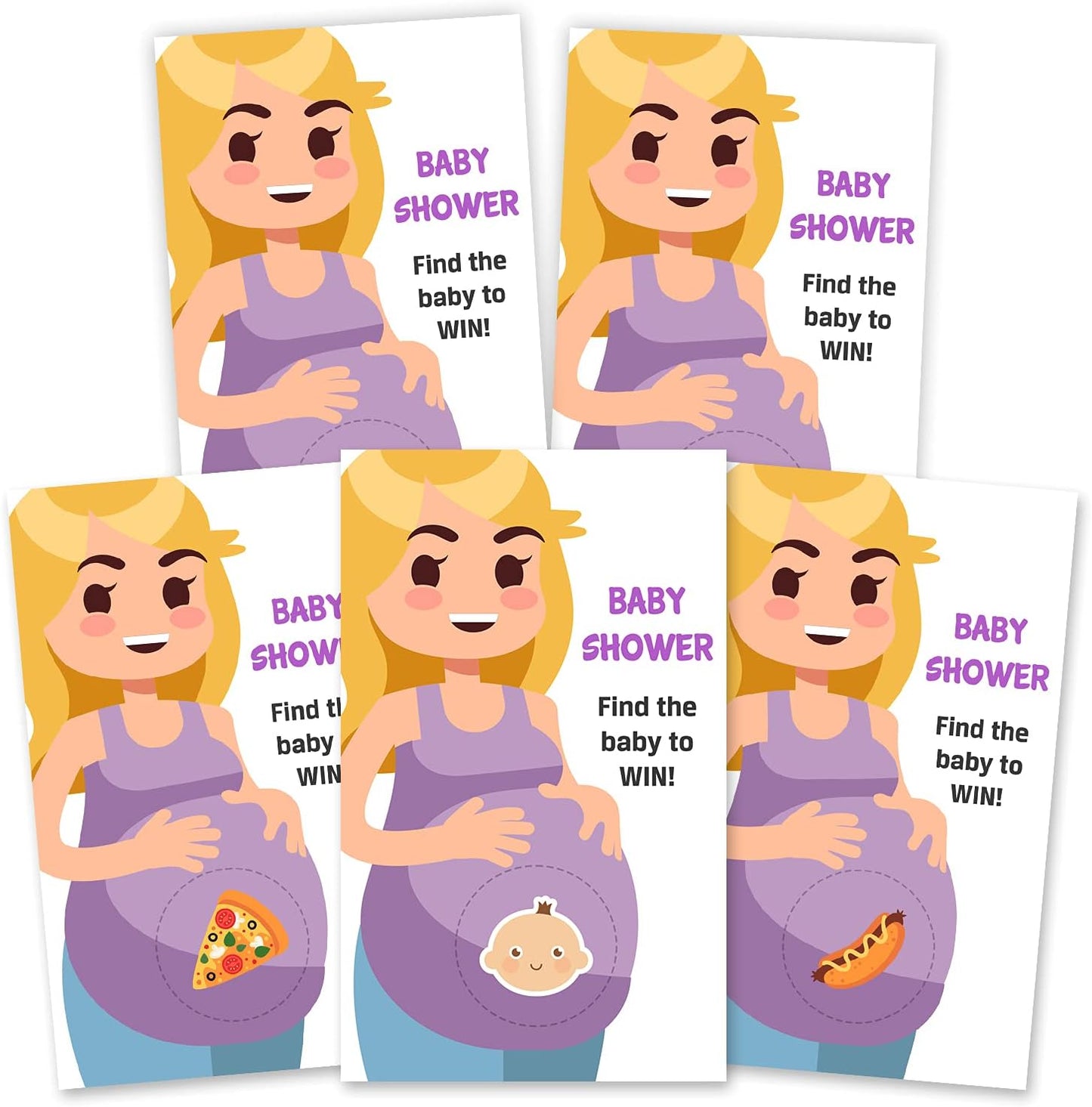 40 Cute Baby Shower Games - Scratch Off Lottery Ticket Raffle Cards with 4 Winners & 4 Loser Designs