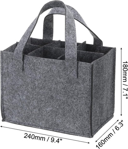 PATIKIL Grey 6 Bottle Wine Carrier Tote Bag, Reusable Wine Storage Bag with Divider, Portable Gift Bag