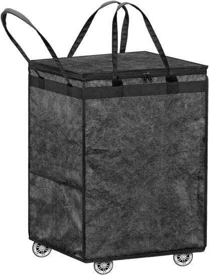 Boczif Large Laundry Basket Hamper Bag, Reusable Grocery Bag Collapsible Cart with Wheels and Handle, Rolling Tote