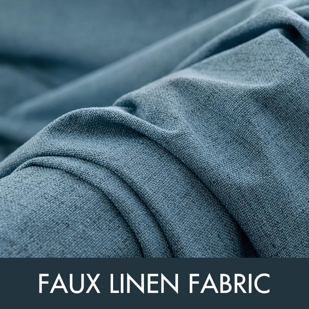 MIULEE Blackout Curtains - 100% Thermal Insulated Linen Texture Drapes | Dusty Blue, 52x72 Inch (2 Panels)