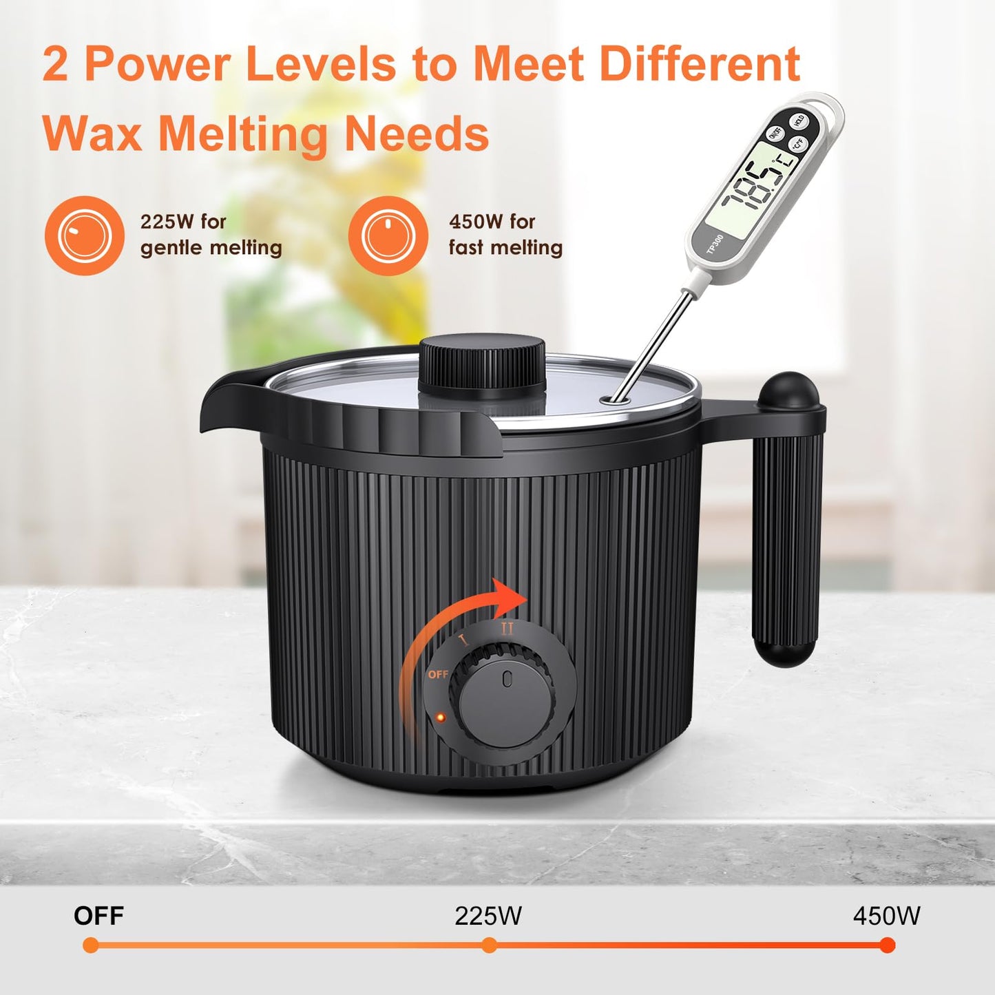venpow Candle Wax Melter with Pour Spout, Candle Making Kit for Adult Beginners, 1.5L Large Capacity, for Making Candles and Soaps, Kit Includes Wax Melting Pot and Stirring Spoon - Black