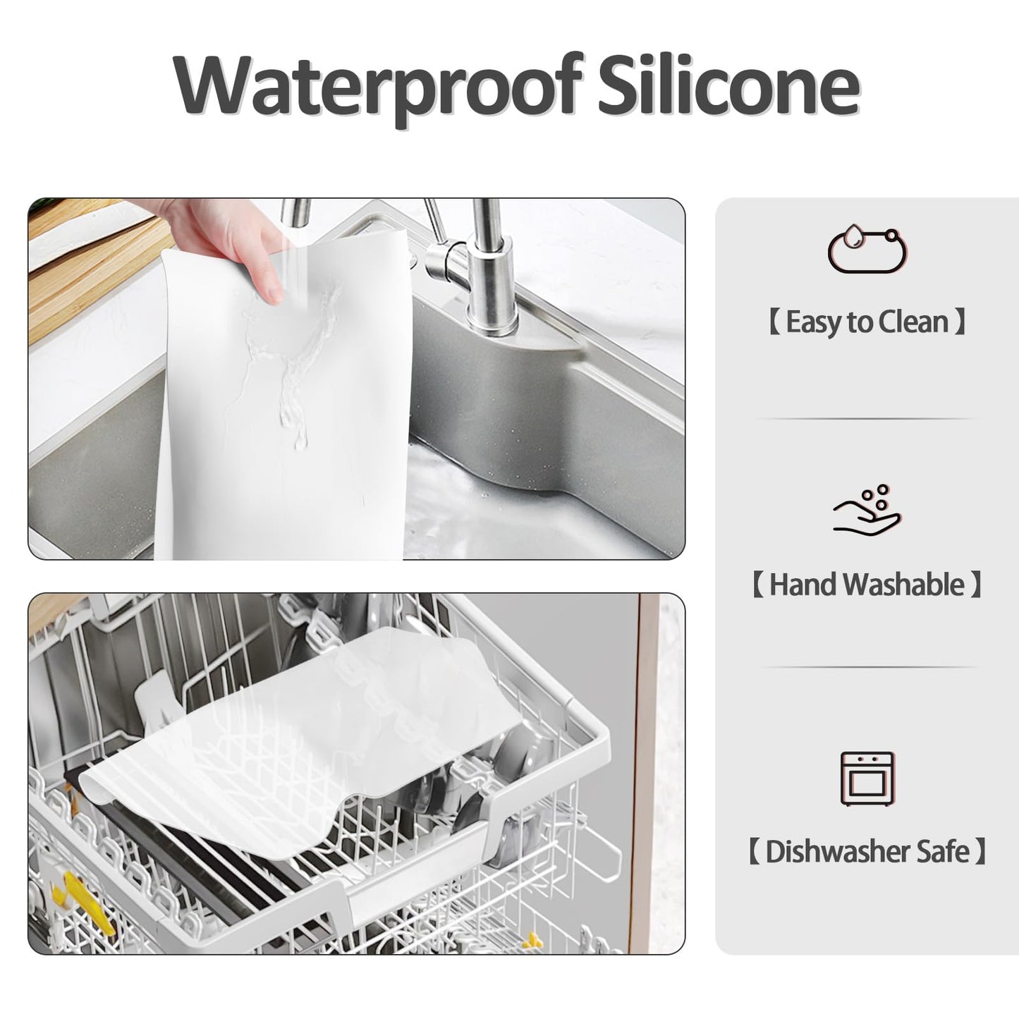 Silicone Makeup Mat for Vanity, 15.7" x 11.8" Heat Resistant Vanity Mat, Easy to Clean & Waterproof, Portable Makeup Accessories for Use While Traveling (White Translucent)