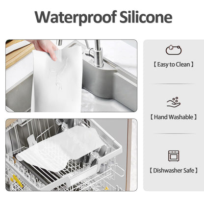 Silicone Makeup Mat for Vanity, 15.7" x 11.8" Heat Resistant Vanity Mat, Easy to Clean & Waterproof, Portable Makeup Accessories for Use While Traveling (White Translucent)