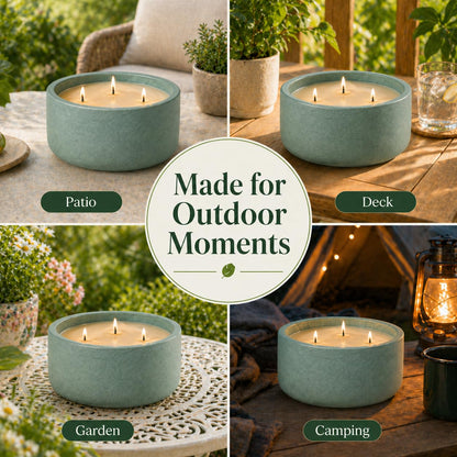 Large 20oz Scented Candle - Citrus & Mint, 3 Wick Non Toxic Soy Candles Indoor, Green Decorative Ceramic Jar Candle for Women, Men, Patio, Home, Bedroom, Bathroom, Living Room