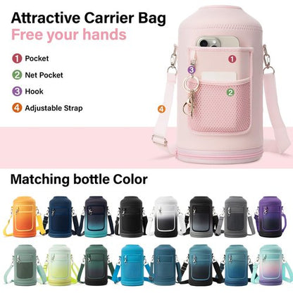 DYSANKY 1 Gallon Water Bottle Insulated | Thickened Stainless Steel Vacuum Metal Water Jug | Portable Sports Large for Gym and Hiking with Straw, Carrier Bag, Handle Strap | BPA-Free 128 oz