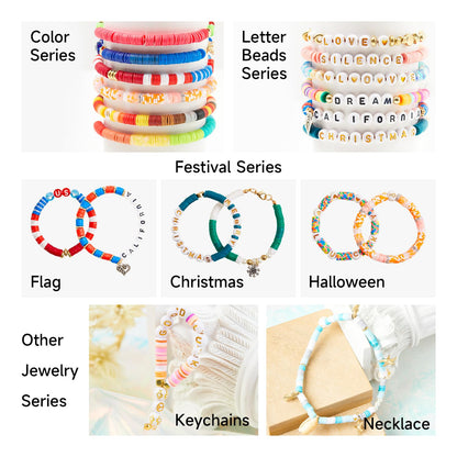INSCRAFT 11000 Pcs Clay Beads for Bracelet Making Kit, 48 Colors Flat Round Polymer Clay Beads, Friendship Bracelet Kit Heishi Beads for DIY Jewelry Making, Crafts Gift for Girls Teen Ages 6-12