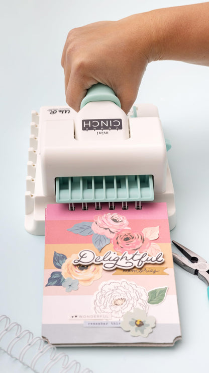 We R Memory Keepers Mini Cinch Bundle Includes Book Binding Machine, 16 Wires, Wire Cutters, and Six Black Bookboards, Easy to Use Design, Ruler, Wire or Spiral Coils, DIY Books, Notebooks, Calendars