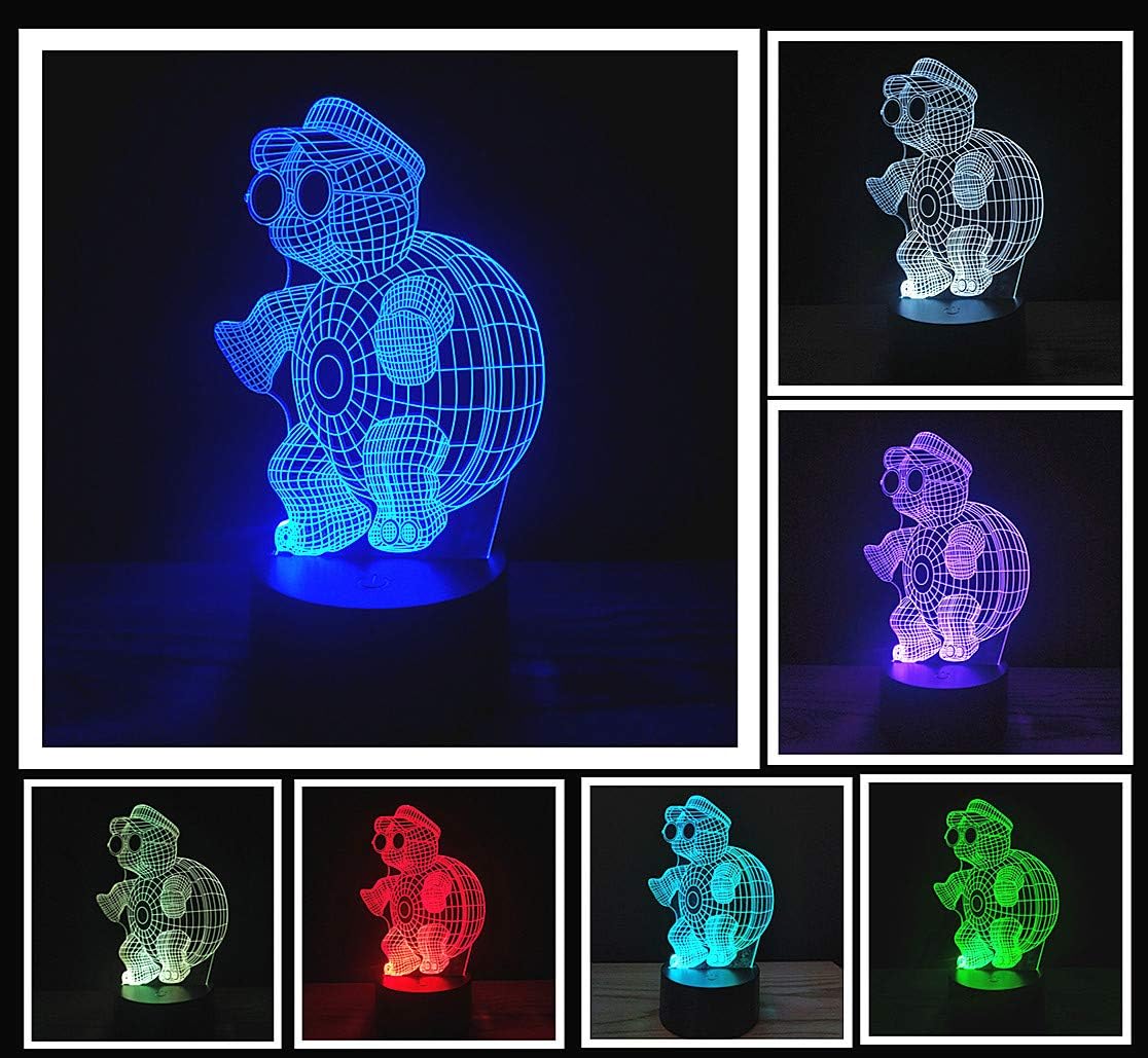 Gfytdxe 3D 7 Optical Illusion LED Night Light, Boy Girl Kids Baby Sleep Desk Lamp Touch Control Color Change USB