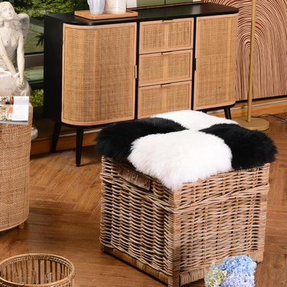 18" 18" (Pack 1), IRIWOOL Square Fur Sheepskin Chair Cover Seat Cushion Pad Super Soft Area Rugs for Living Bedroom