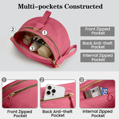 Nylon Crossbody Bags Bum Bag for Women Large Sling Bag Purse with Adjustable Strap（Black）
