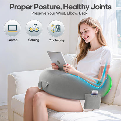 Heyife Crochet & Reading Pillow for Lap Support, Gaming Lap Desk Pillow, Sitting on The Bed/Sofa/Floor for Knitting