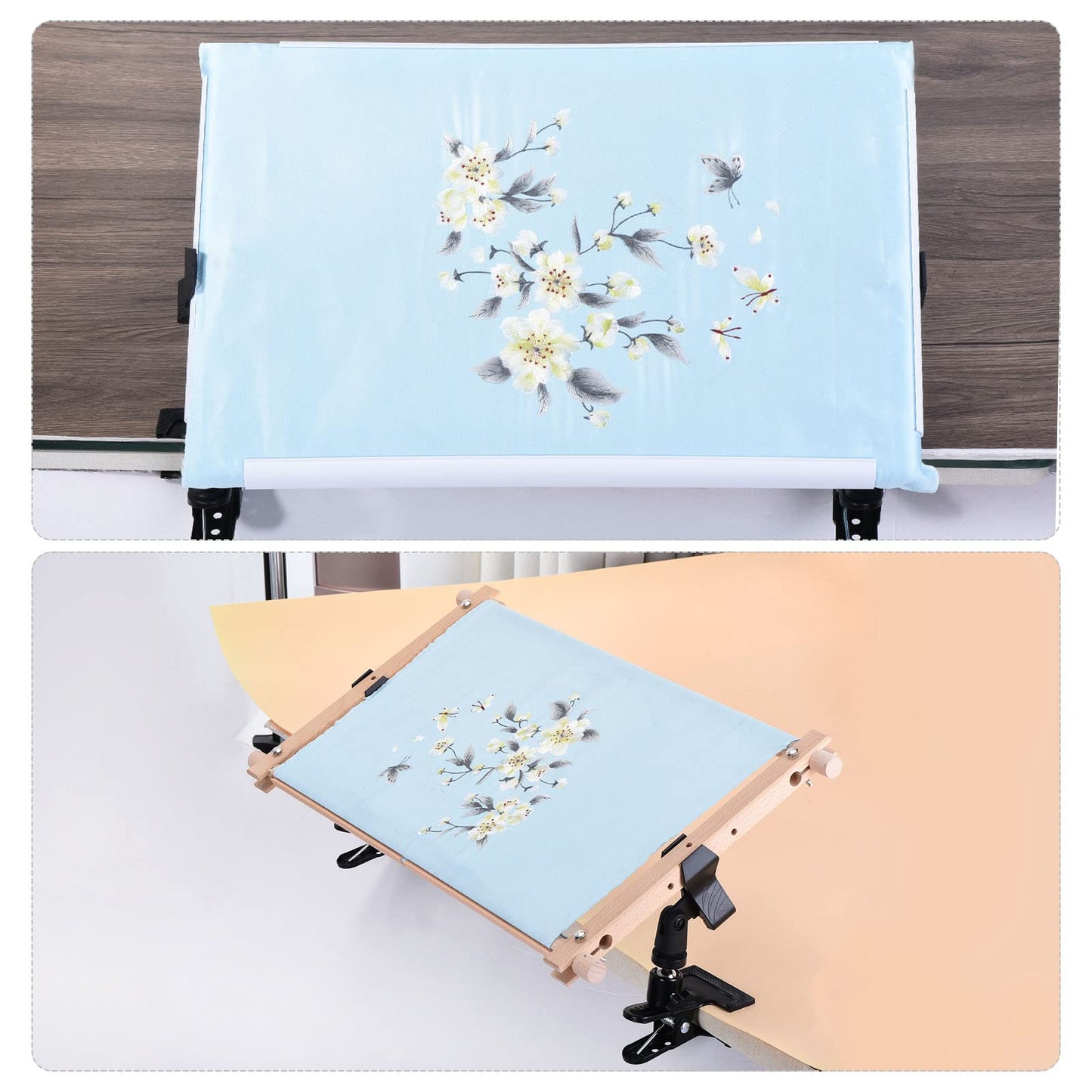 PATIKIL Embroidery Hoop Holder Clip, 360° Rotated Adjustable Table Clamp, 2 Pack Metal Cross Stitch Clip Opening Up to 1.57inch for Needle Sewing