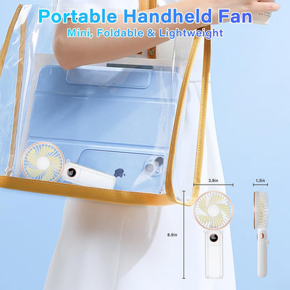 Portable Handheld Fan, 5200mAh Rechargeable, 180° Foldable Mini Hand Held Fan, Max 22 HRS Working, 6 Speeds, Quiet