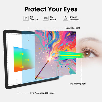 Rechargeable A3 Light Pad for Diamond Painting, High-Brightness Tracing Light Box with 6 Levels of Brightness, Side Physical Buttons & 3 Colors, Light Board for Diamond Art, Drawing, Sketching