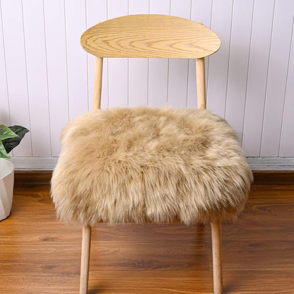 2 (1.6ft 1.6ft) Softlife Camel Faux Fur Sheepskin Chair Cover PCs Seat Cushion Pad Super Soft Area Rugs for Living