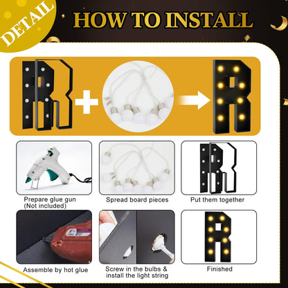 Colingmill 2.4 FT PROM Marquee Letters with 2 Lighting Modes for Class of 2026, PROM Light Up Letters Sign Graduation Decorations for High School College Grad Party Decor LED Backdrop(Black)