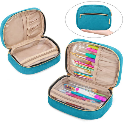 Yarwo Crochet Hook Case, Travel Organizer Bag for Crochet Hooks, Aluminum Crochet Hooks, and Crochet Supplies, Teal (Bag Only)