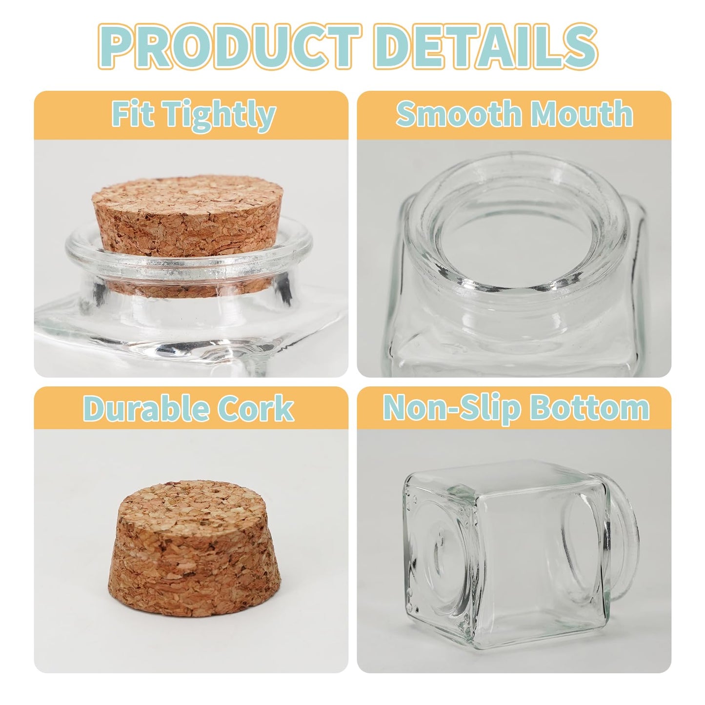 eispap 25Pcs 1.7oz Mini Glass Bottles, 50ml small Bottle, Jars with Wood Cork Stoppers, Wish Bottles, Message Bottle for Wedding Favors, Baby Shower Favors, DIY Craft (25)