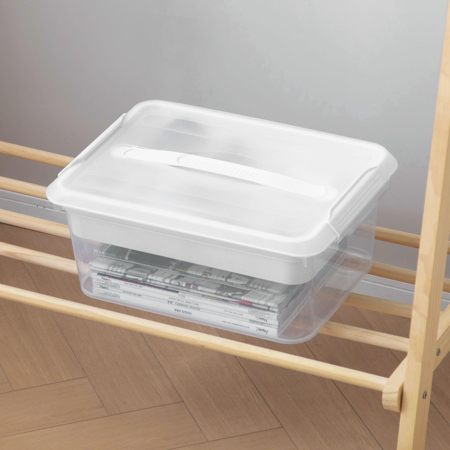 CraftGenes Craft Storage Box with Removable Tray, 20 QT Clear Plastic Organizer with Lids, White Playdoh Storage Containers for Crafts Supplies, Tools, Puzzles