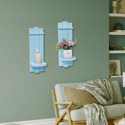 Yorkmills Sconces Wall Decor Set of 2, Wall Candle Holder Rustic Home Decor, Farmhouse Art Floating Candle Sconces Shelf Blue Wall Decorations for Living Room, Dining Room, Bedroom, Bathroom