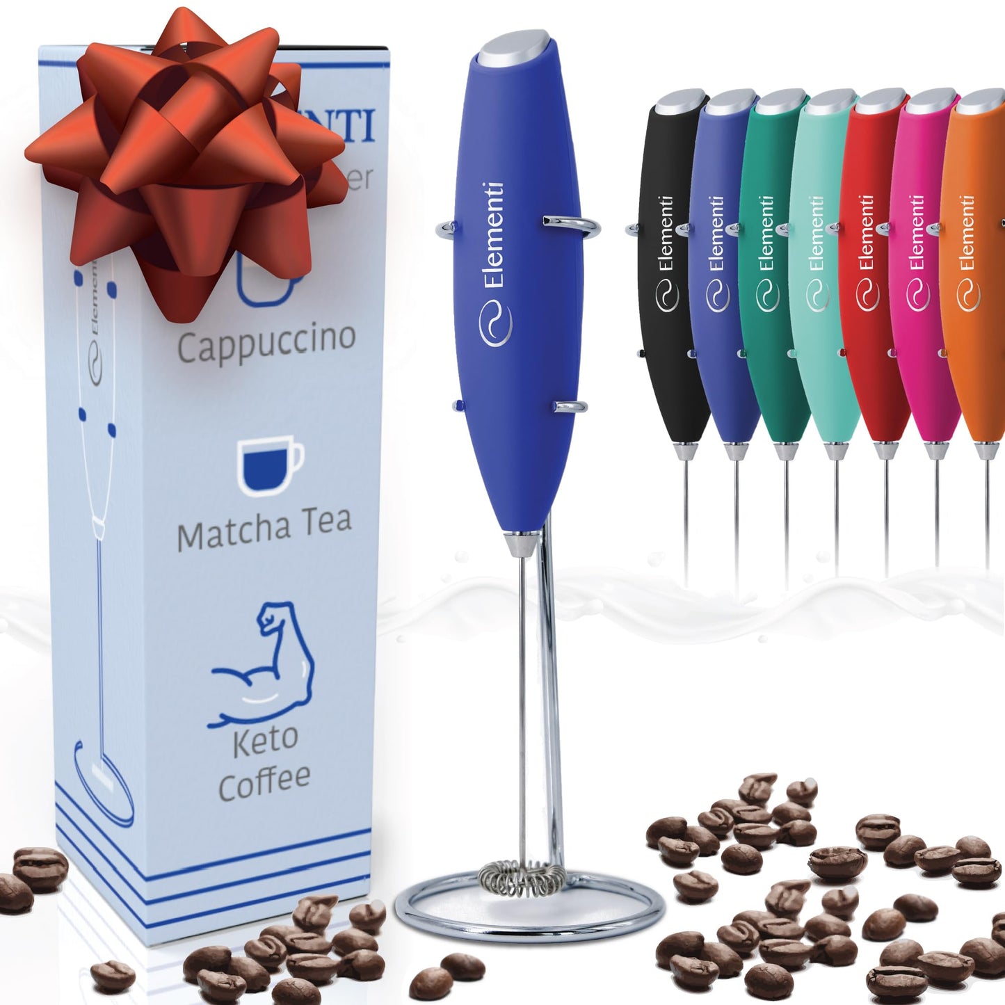 Elementi Portable Electric Milk Frother, Matcha Whisk, Milk Frother for Coffee Frother Electric Hand Blender, Mini Electric Whisk Small Hand Blender (Periwinkle)