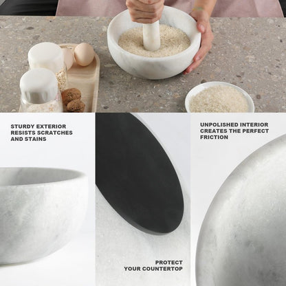 Koville Marble Mortar and Pestle Set, 8" Extra Large Grinder Bowl for Guacamole, Salsa, Pill Crusher, Spice, Herb, Garlic, Nut, Heavy Duty Grinder for Kitchen(Namib Fantasy)