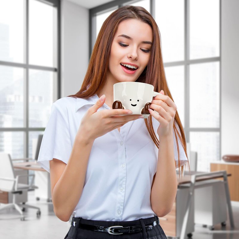 EWCEFIC Coffee Mugs,Cute funny Mug For Women, 12.8oz/380ml Unique Ceramic Coffee Tea Cups, Office Mug Gift (chocolate)