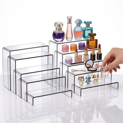 Fixwal 10pcs 2 Set Acrylic Risers for Display Clear Perfume Organizer Stands Acrylic Display Risers for Show Figures, Cupcake, Jewelry, Toys, Perfume and More (Large Size)