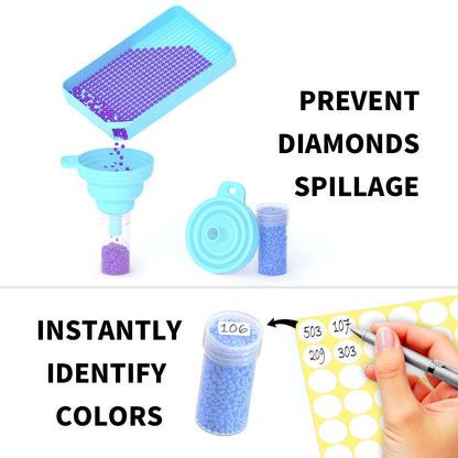 VANSUNS 60 Slots Diamond Painting Storage Containers Kits, Thickened Waterproof Portable Bead Storage Boxes for Diamond Painting Accessories and Tools, Blue