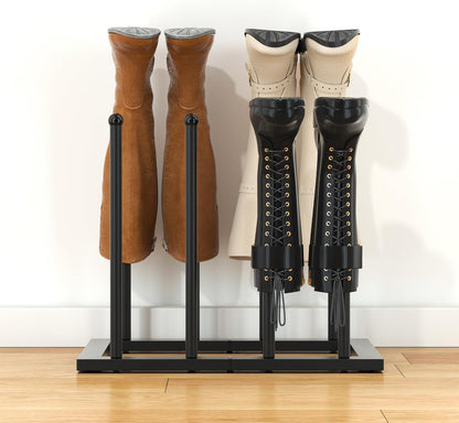 4 (Black-4 Urban Deco Free Standing Shoe Racks, Boot Organizer for Tall Boots, Black Metal Boot Rack Fit for Pairs