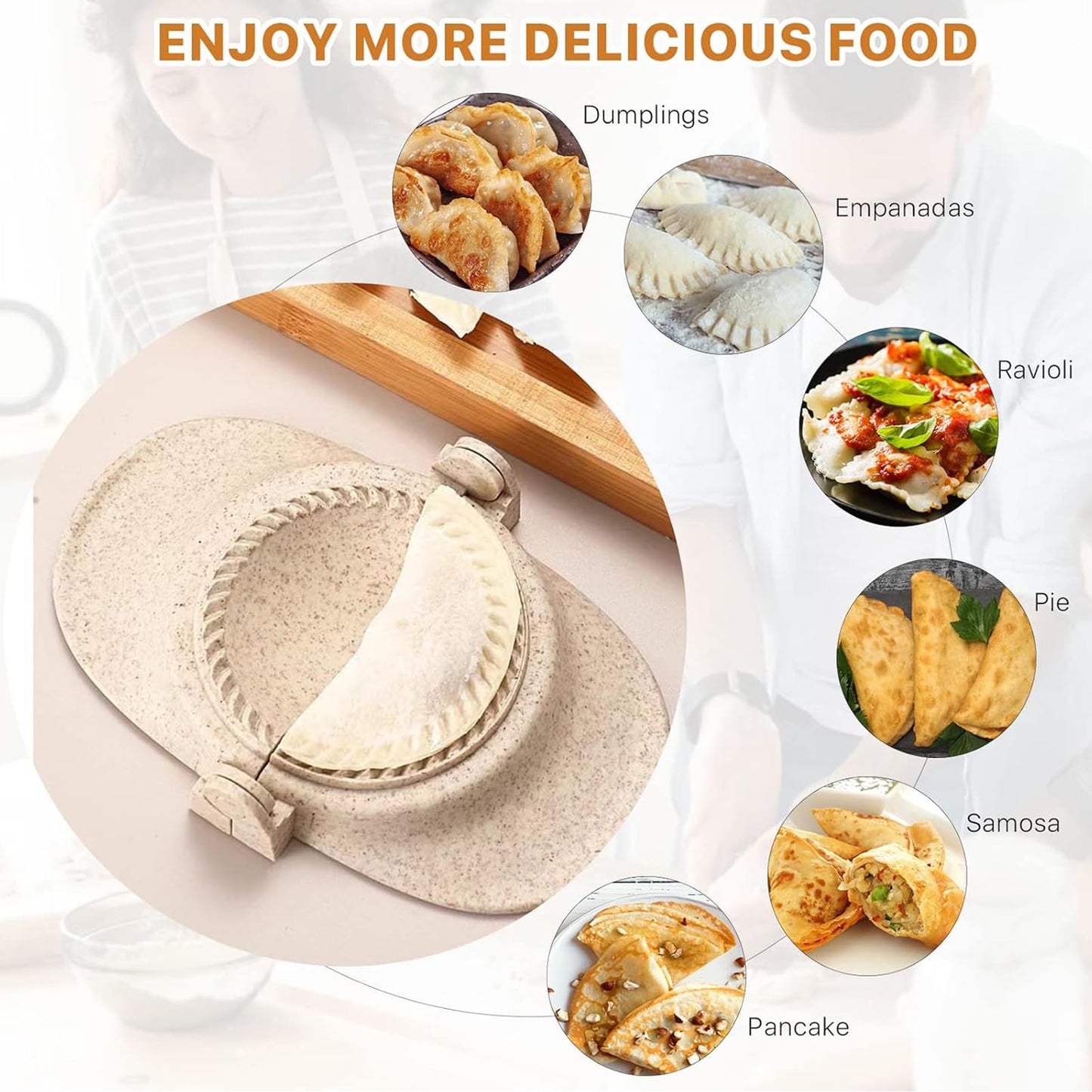 VANEME Empanada Maker Press, Dumpling Maker,Dumpling Mold Set with Dough Cutter & Stuffing Spoon,Suitable for Dumplings,Hollow Dough,Pierogi,Pastelitos(3 sizes)