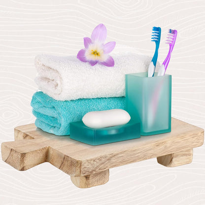 Counter Honeydak Wood Pedestal Riser Tray Soap Dispenser Stand for Kitchen Sink Wooden Holder for Bottles Plant Makeup