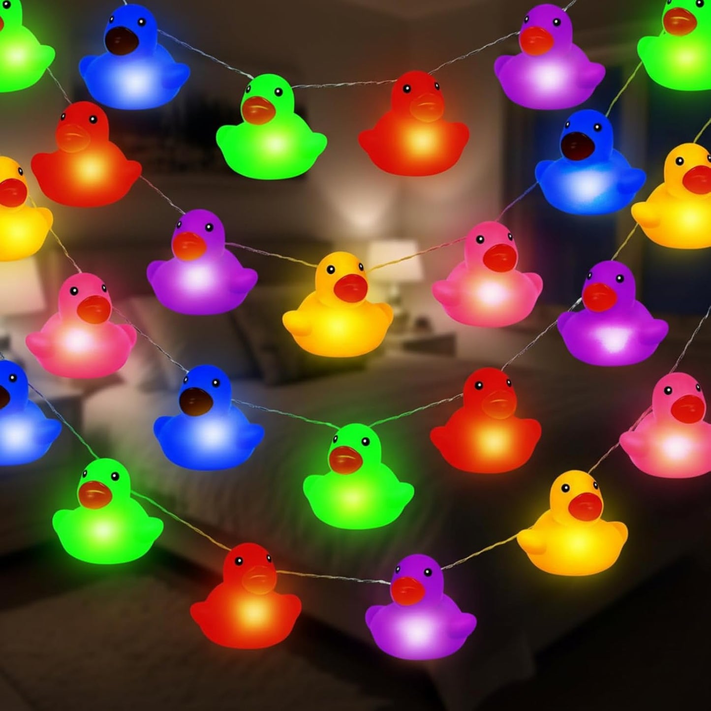 1 60/100 Deekin Pcs LED Rubber Duck String Lights Valentines Tree Decor Duck Battery Operated String Lights Decorative