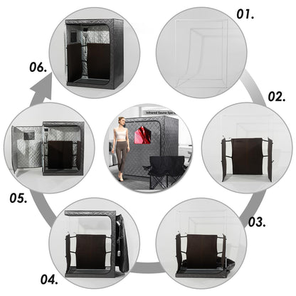 iDOTODO Full Body Portable Personal Infrared Saunas for Home, 2 Person Sauna Tent, at Home Sauna, Portable Infrared Sauna Two-Person Sauna Tent with 2 Foldable Chairs, Remote Control
