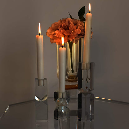 DONOUCLS Crystal Candle Holders Set of 3, Clear Taper Candle Holder Decor, Table Centerpieces for Home Party and Wedding Decoration(3.9''/5.9''/7.9'' Height)