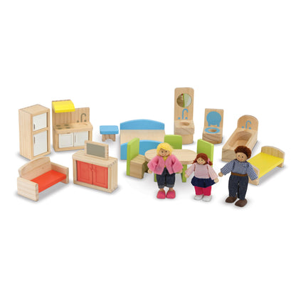 Melissa & Doug Wooden Hi-Rise Dollhouse with 15 Furniture Pieces, Garage, Working Elevator Preschool Dollhouse for Kids Ages 3+