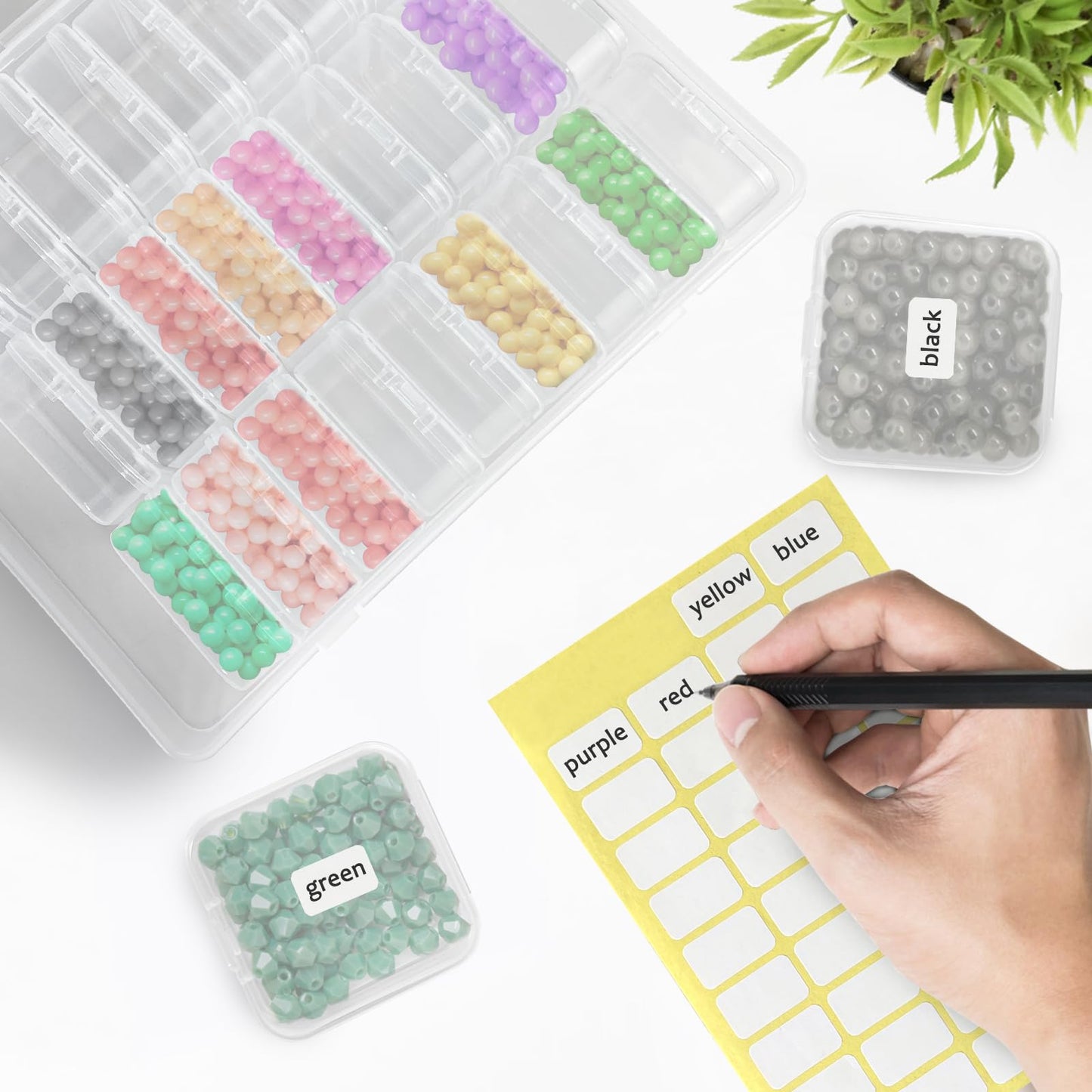 Guyuyii Bead Organizer Box - 30 Individual Small Clear Plastic Bead Organizers and Storage with Hinged Lid for Diamond Painting, Seeds & Jewelry - Portable Travel Container Set
