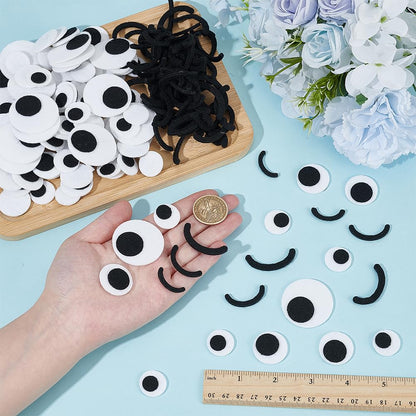 PH PandaHall 120 Sets Felt Eyes with Mouths 3 Sizes Round Craft Eye Felt Mouth Crochet Eyes Patches Black Craft Mouth Amigurumi Eye for Plush Animal Puppet Teddy Bear Crochet Crafts Making
