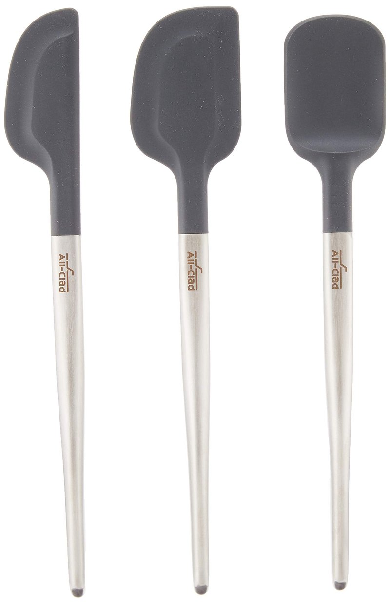 All-Clad Specialty Silicone Kitchen Gadgets 3 Piece Set, Spatulas Kitchen Tools, Kitchen Hacks Silver, Stainless Steel and Black