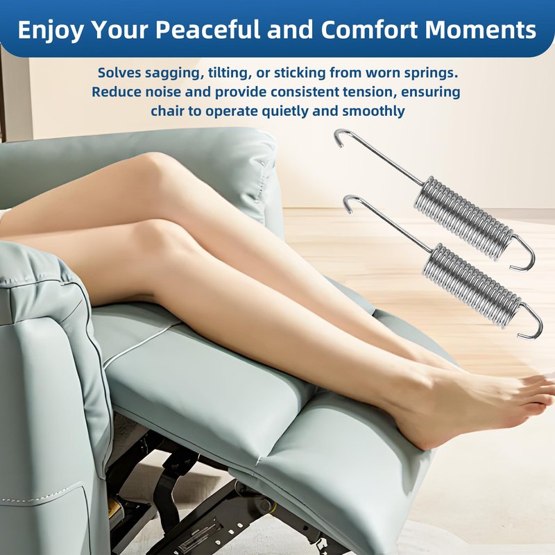 2 Pack 4 1/2 Inch Recliner Spring Stainless Steel Tension Spring Heavy Duty Rust-Resistant Spring Replacement for Recliner Mechanism Sofa Bed Folding Beds Trampolines RV Furniture, Long Neck Hook