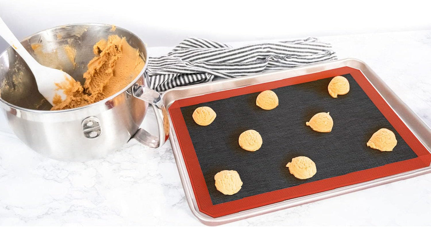 Silicone Baking Mat, Nonstick Food Safe Tray Pan Liners for Making Cookies, Macarons, Bread (16.54"x11.61"/2 Pack)