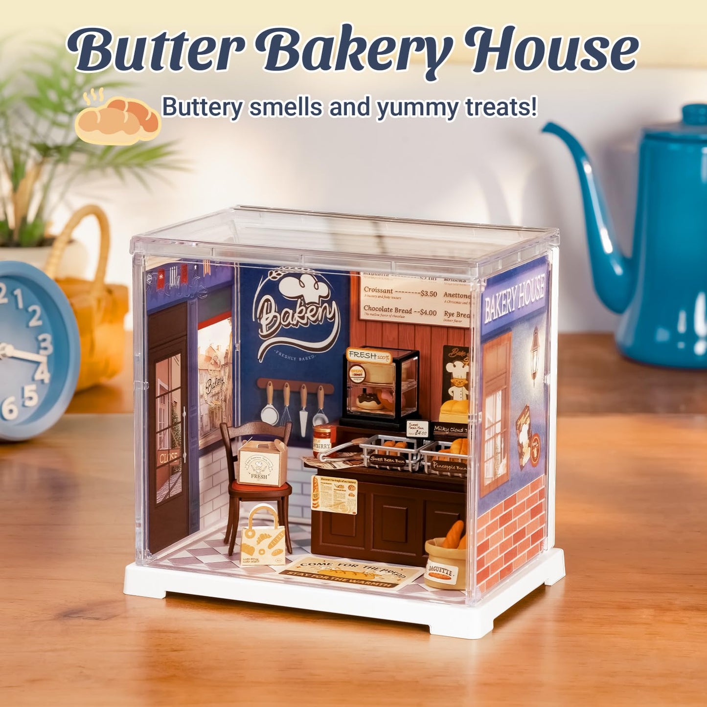 Rolife Mini Super Creator Series, DIY Miniature Butter Bakery House Dollhouse Kit, Bulid Scenary for Action Collectible Figures,Creative Gifts for Adults Women