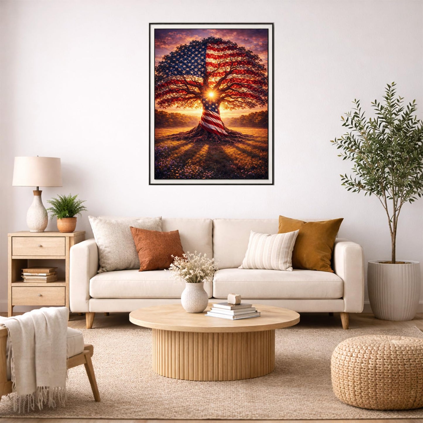 IOHEFY Diamond Painting Kits for Adults 12x16 Inch American Flag Tree of Life Full Drill Acrylic Rhinestone DIY Art Patriotic 4th of July Independence Day Veterans Wall Decor Gift Beginners