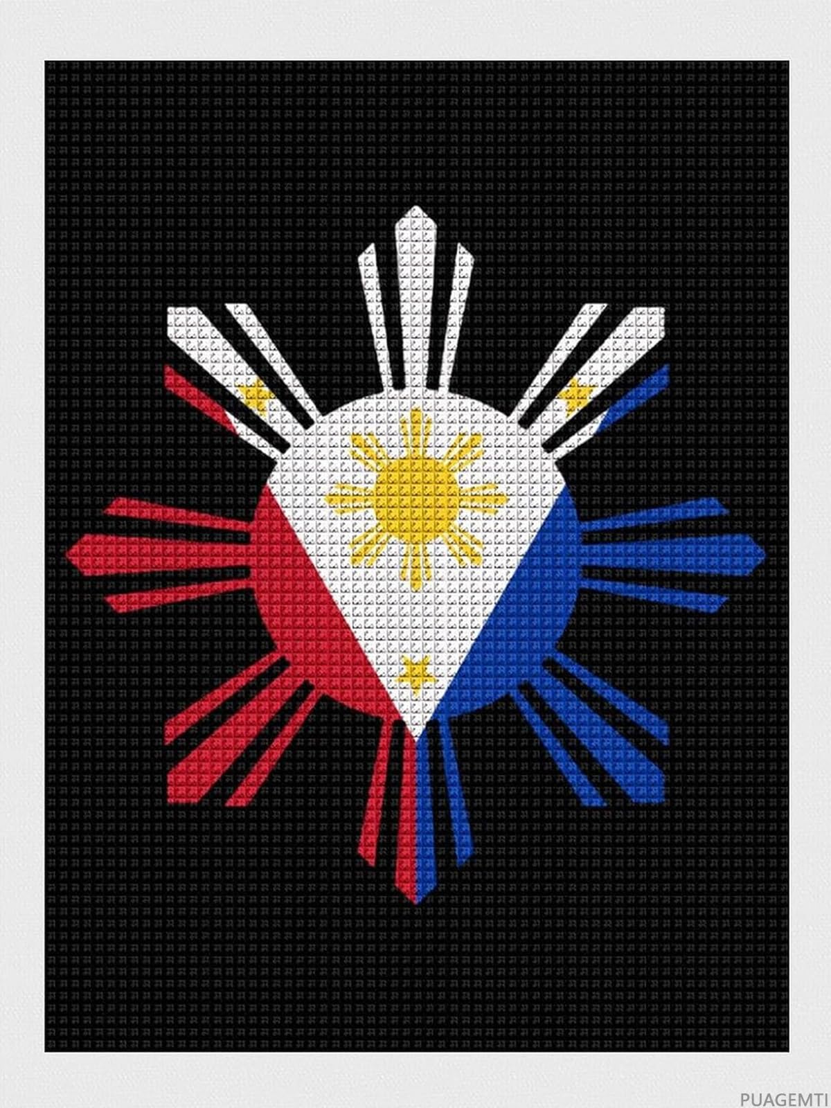 PUAGEMTI Philippine Sun Flag Adults Diamond Kits Painting 5D Art Paint by Number Full Drill Home Wall Decor 12"x16"
