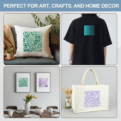 NITOTECA 32-Piece Reusable Geometric & Textured Stencils Set – Perfect for Crafts, Painting, Walls & Furniture | Durable, Easy-to-Use Stencils for DIY Projects